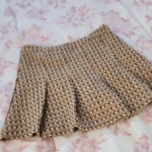 Chic Tweed Skater Skirt in Brown